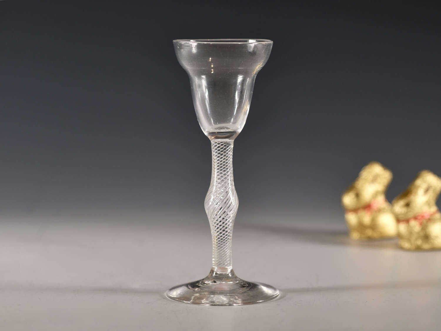 Antique wine glass air twist English c1755