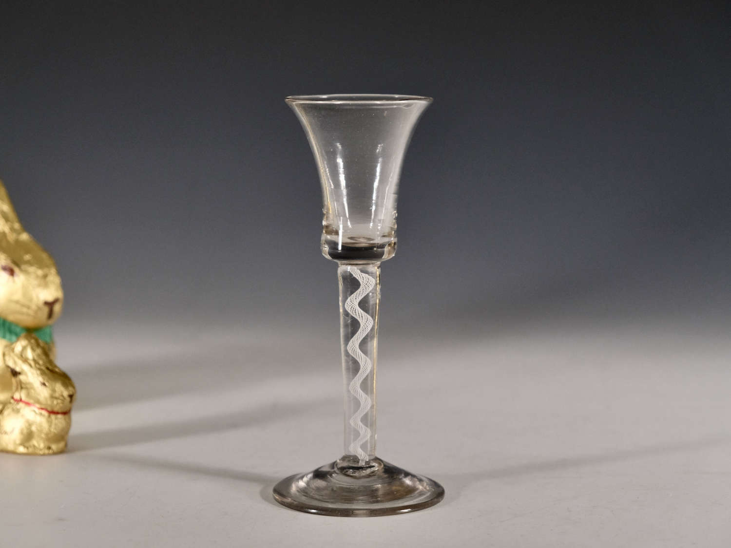 Antique wine glass opaque twist English c1765