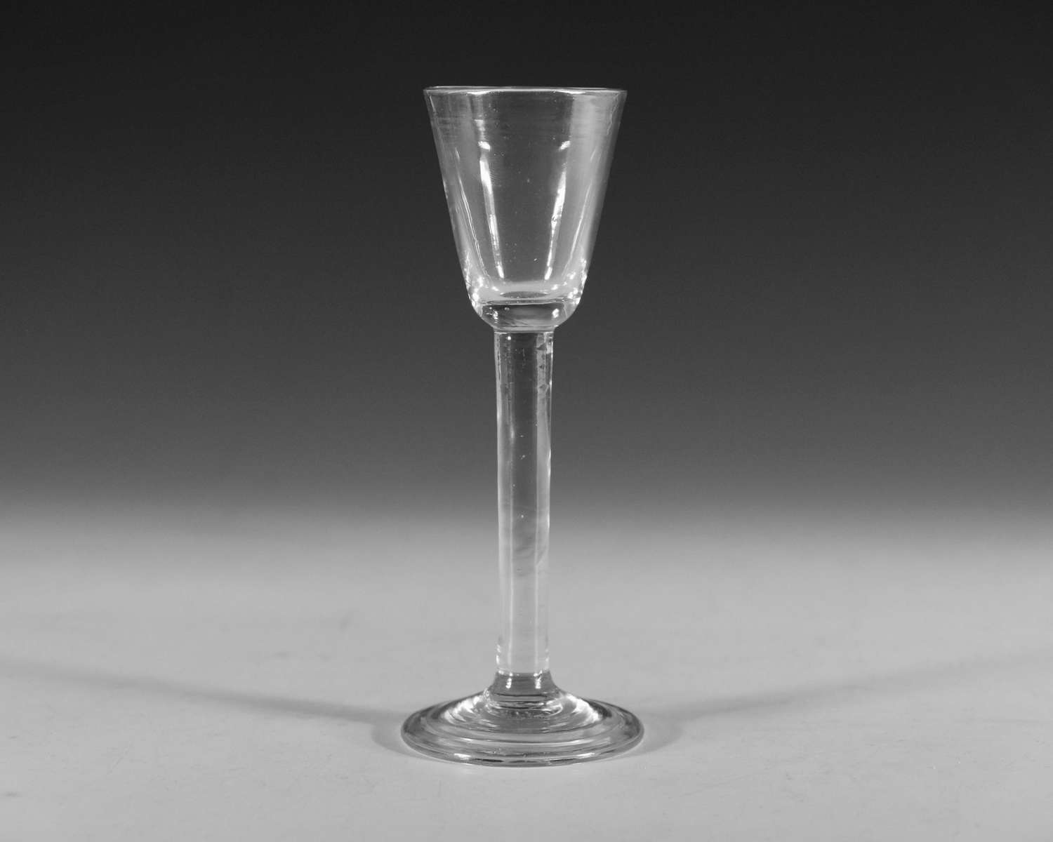 Antique wine glass plain stem English c1750