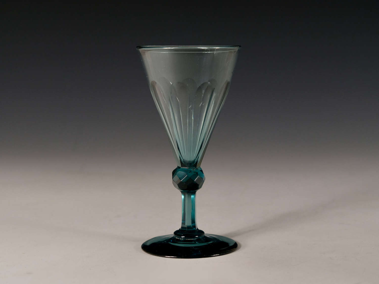 Antique wine glass teal English c1830