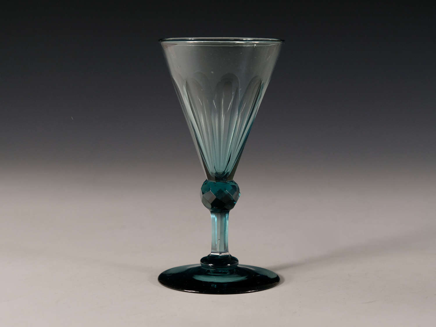 Antique wine glass teal English c1830