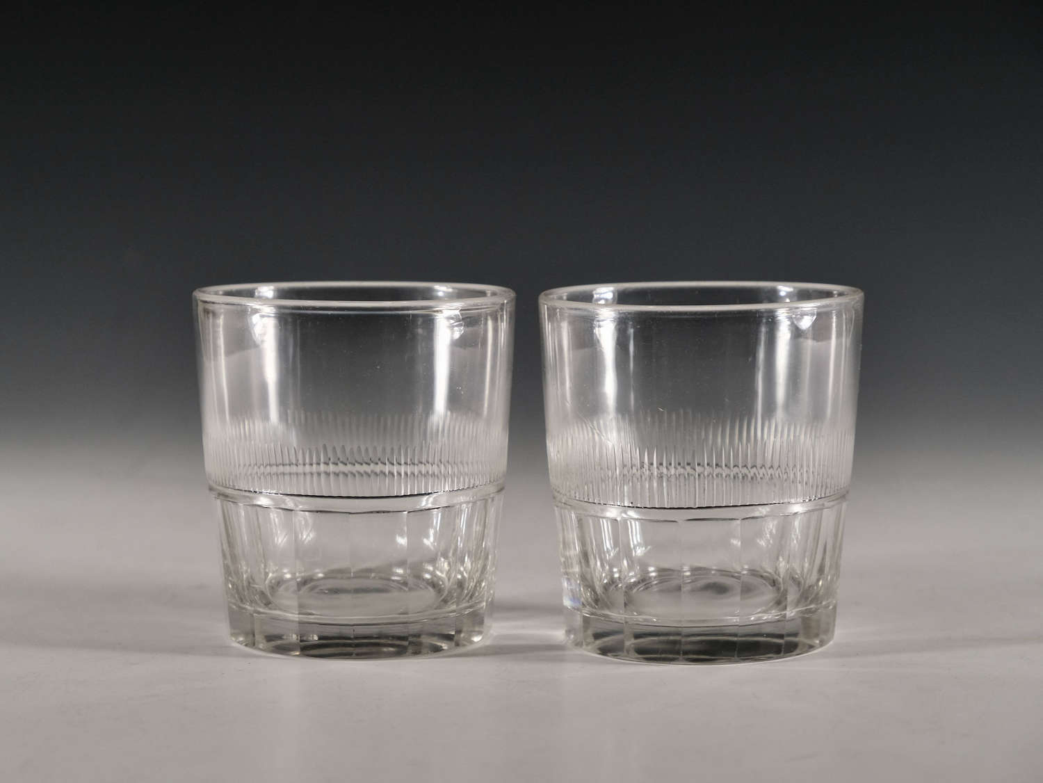 Antique glass tumblers pair English c1820