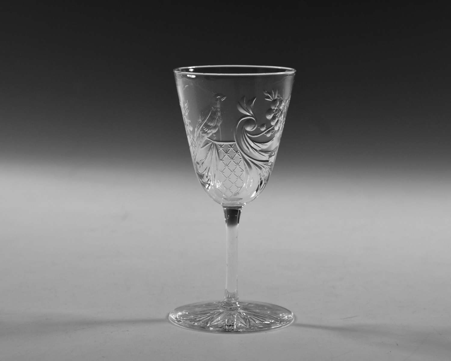 Antique wine glass intaglio cut English c1880