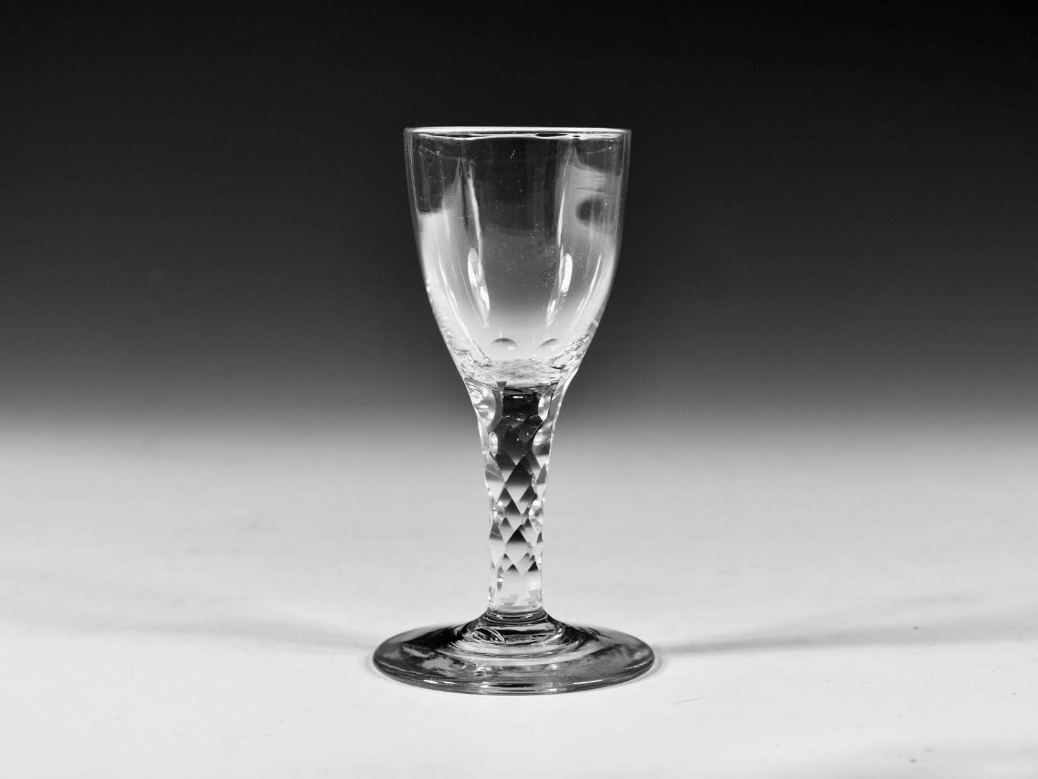 Antique wine glass facet stem English c1790