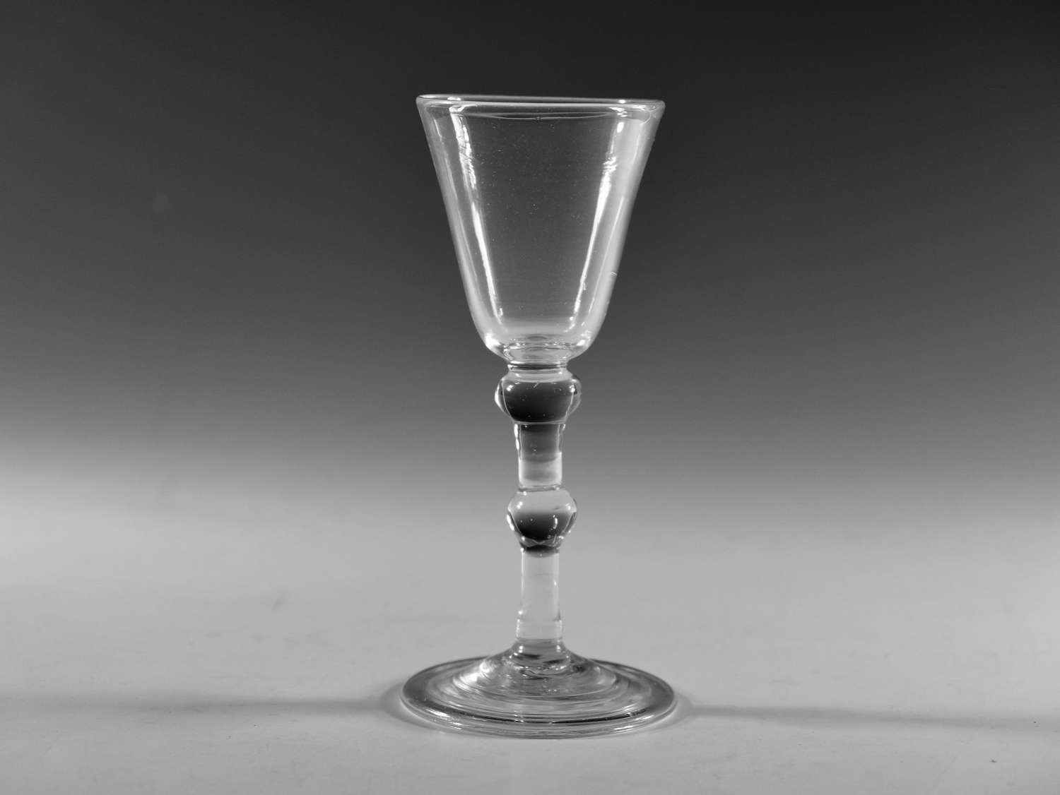 Antique glass balustroid wine glass English c1750