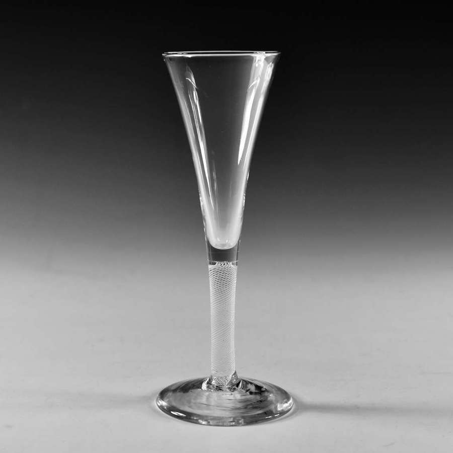 Antique wine glass opaque twist flute English c1765