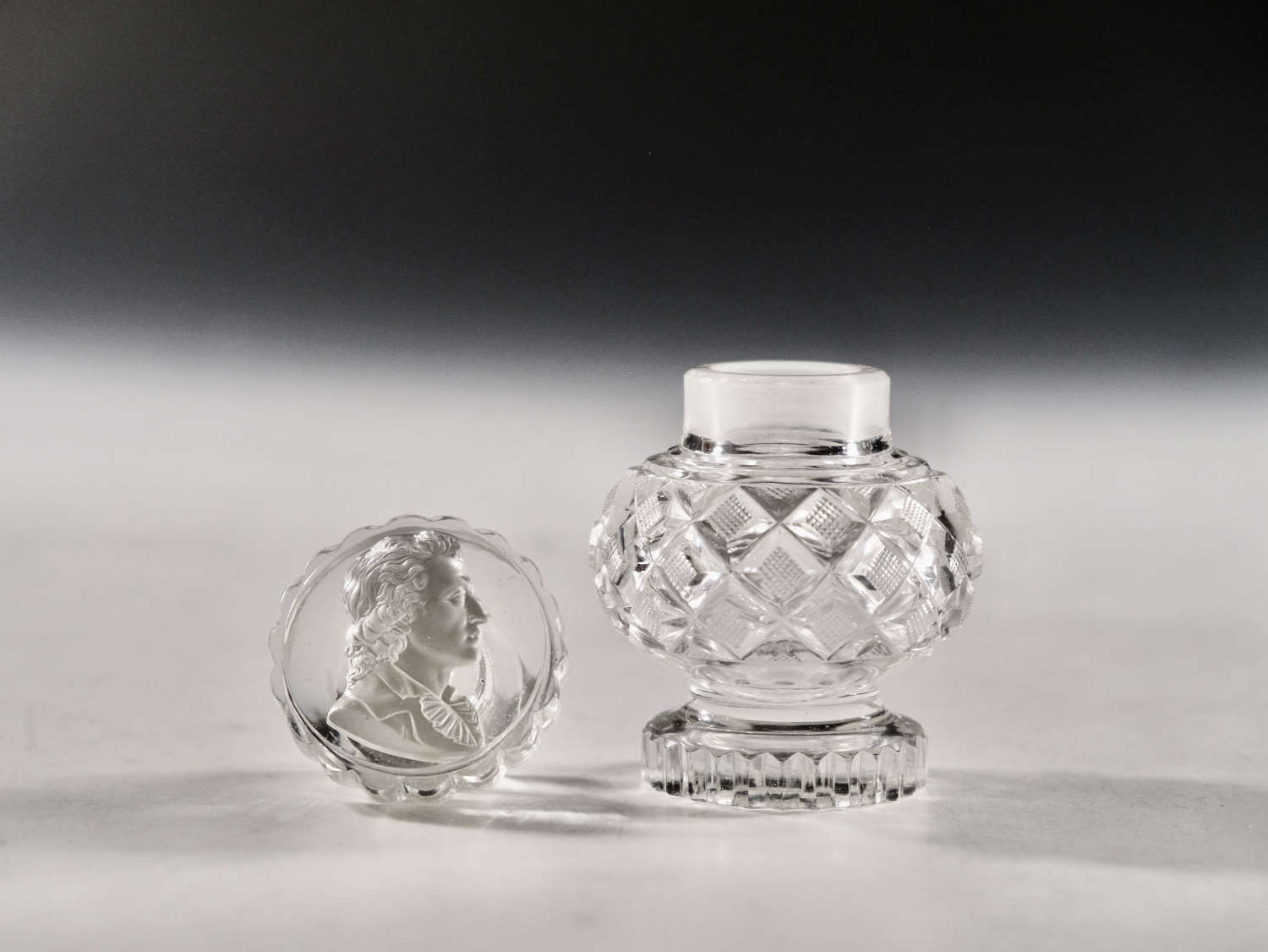 Antique glass scent bottle sulphide c1830