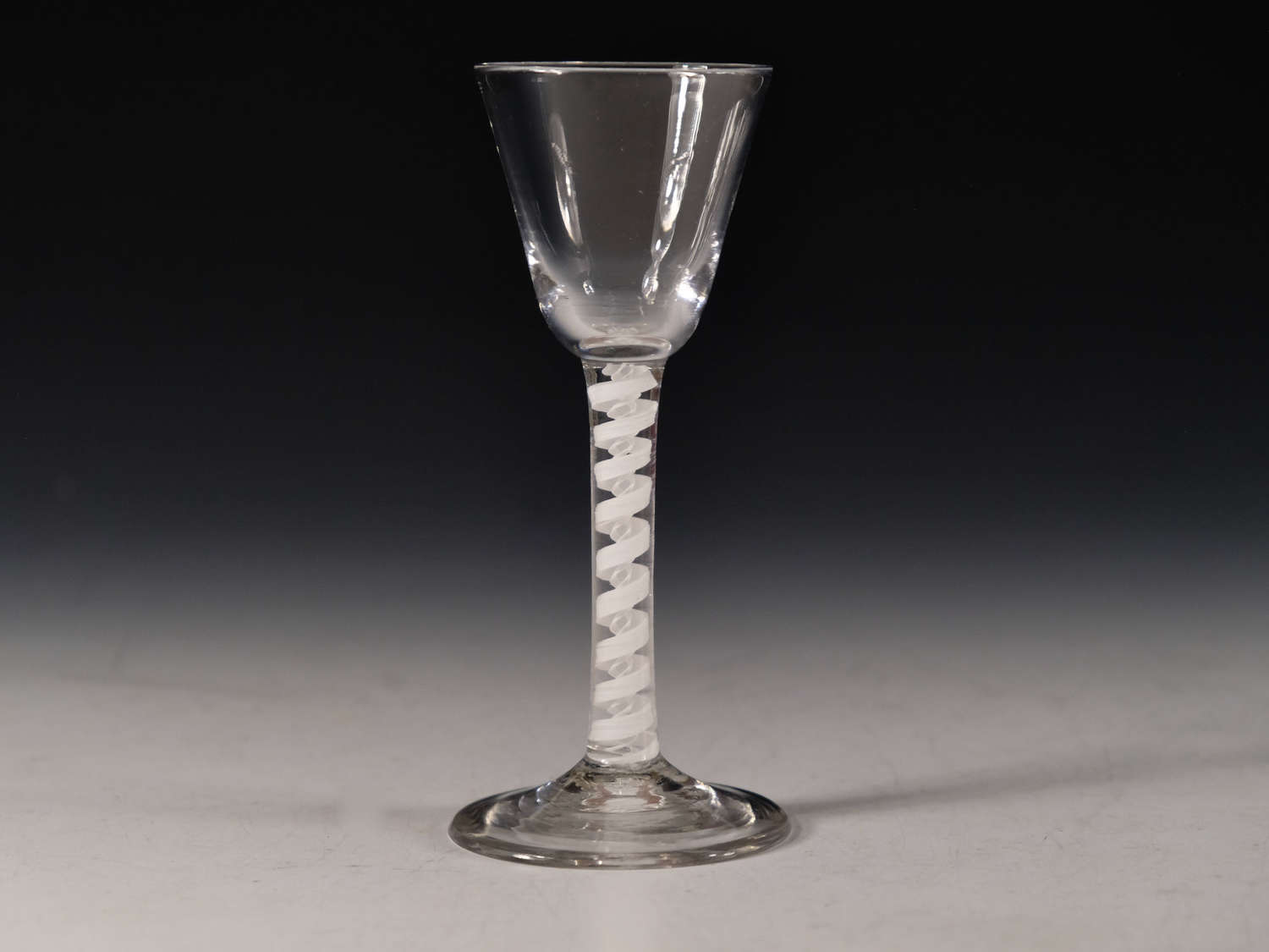 Antique glass opaque twist wine glass English c1765