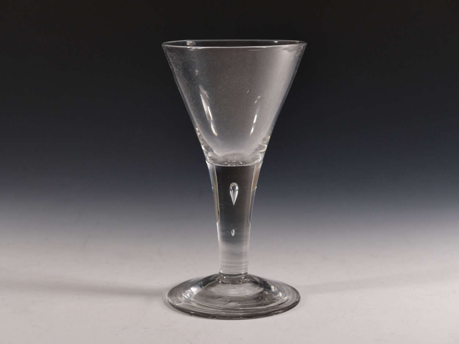 Antique glass plain stem wine goblet English c1750