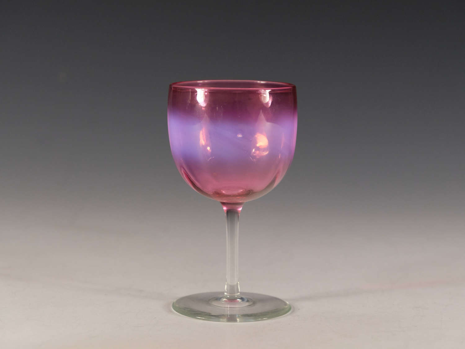 Antique glass red opal wine glass English c1880/90