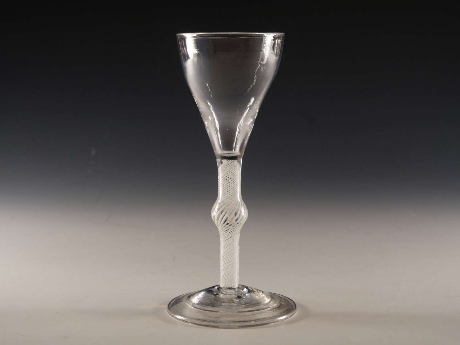 Antique glass opaque twist wine glass English c1760