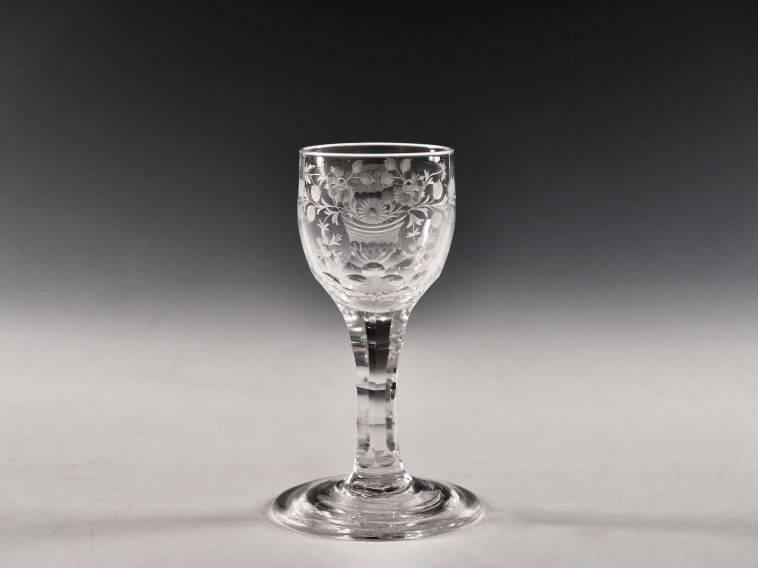 Antique glass facet stem wine English c1780
