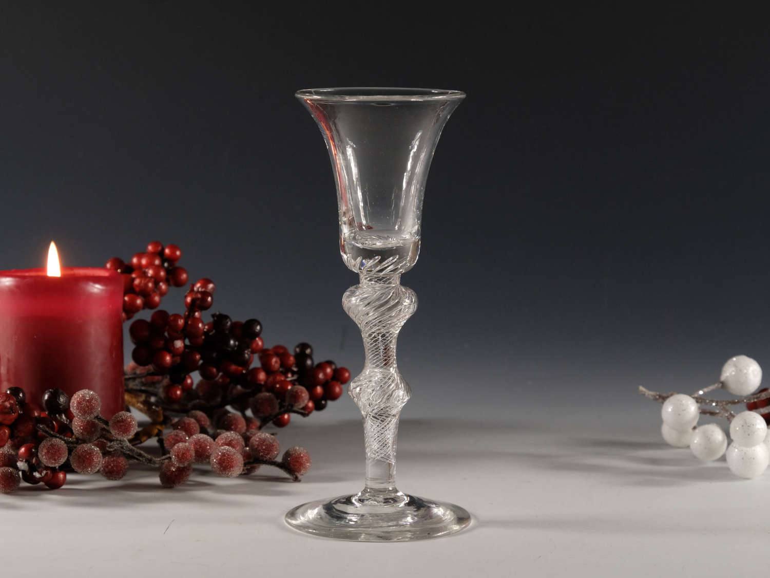 Antique glass - Air twist wine glass English c1755