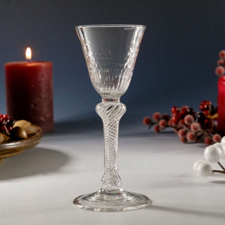 Antique glass - air twist wine glass English c1755