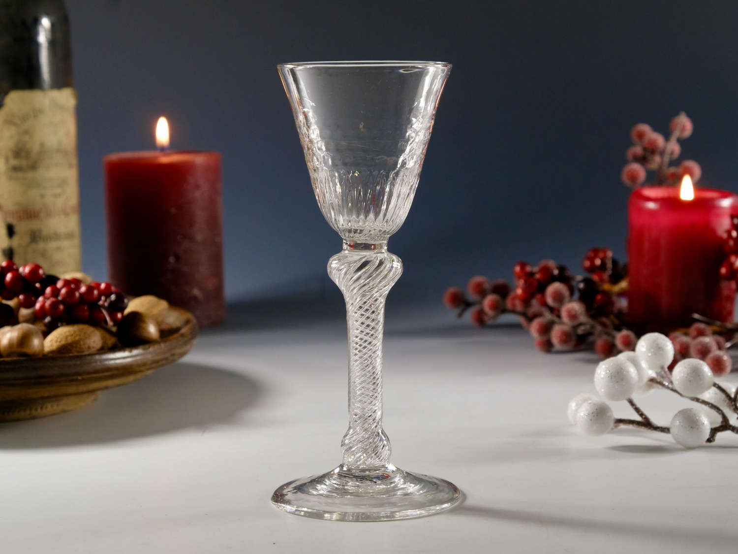 Antique glass - air twist wine glass English c1755