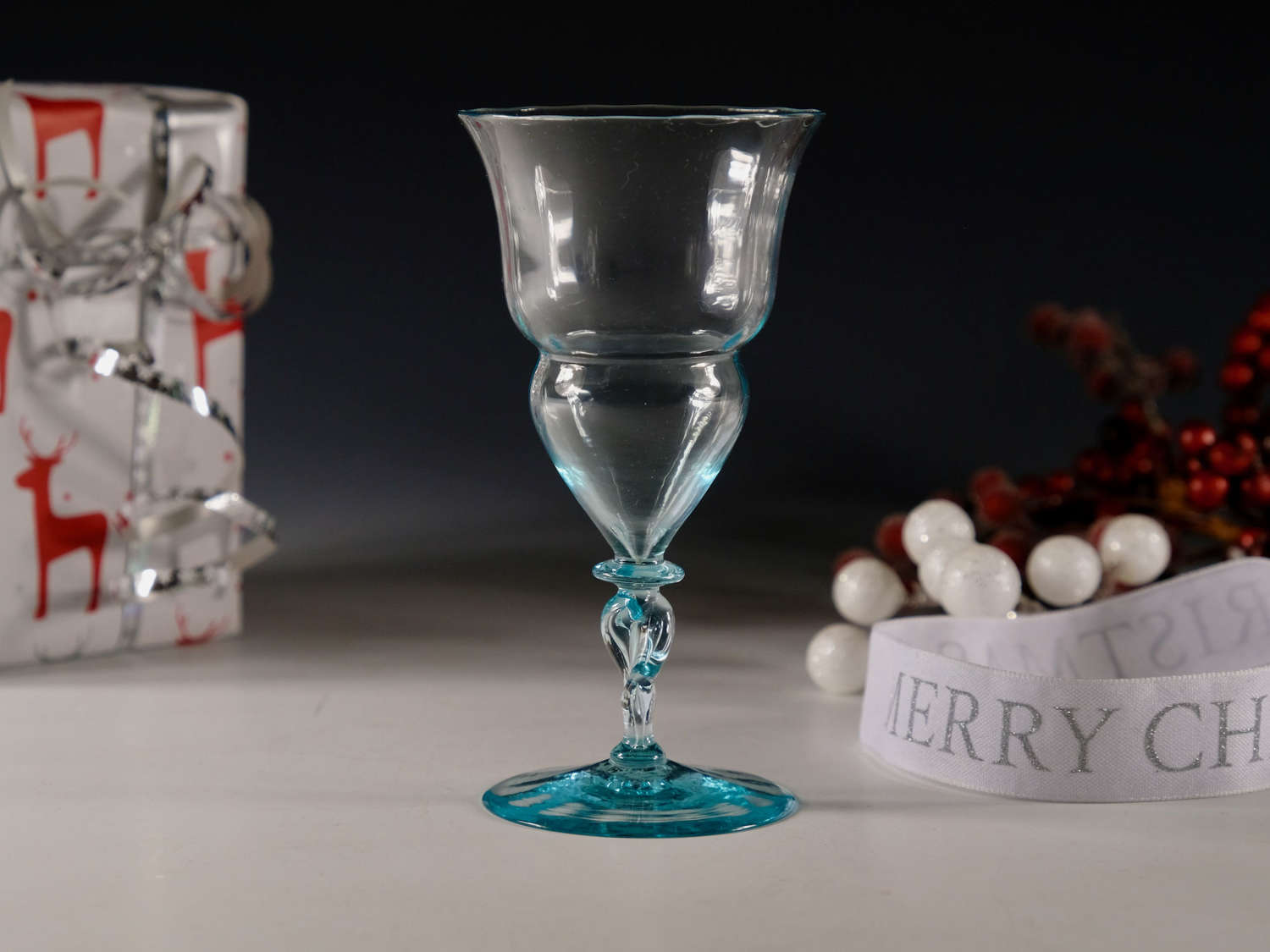 Antique glass - Alsatian blue wine glass English c1890