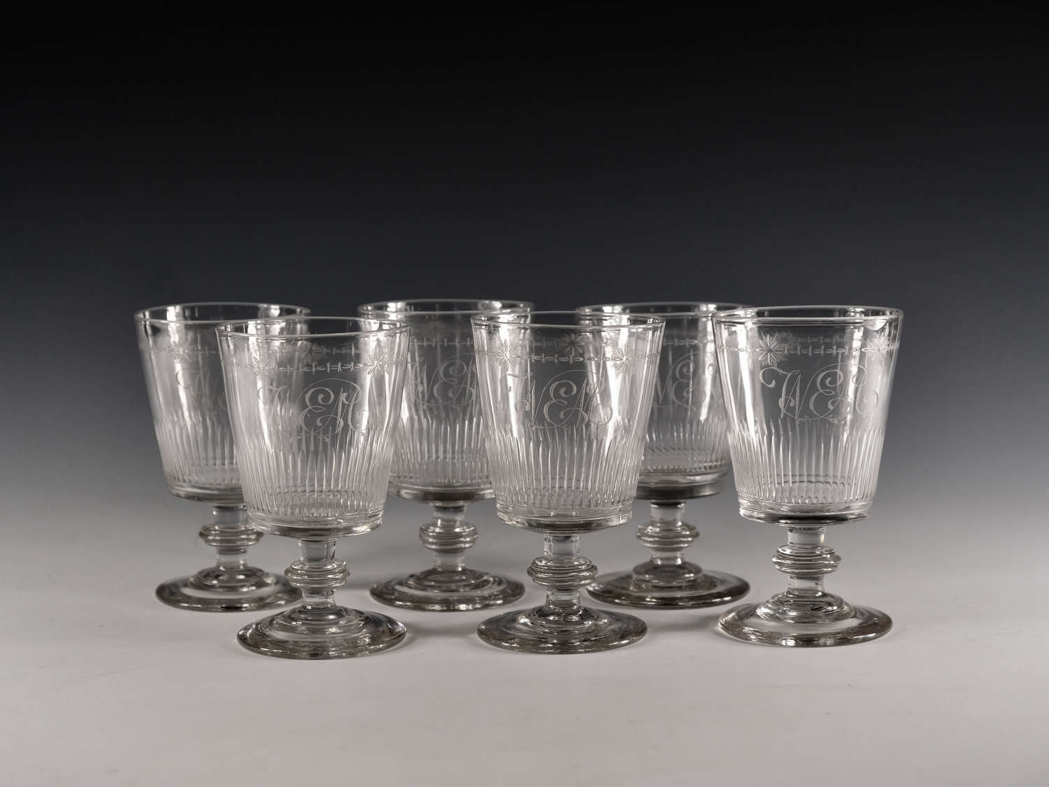 Antique glass - set of six rummers English c1820