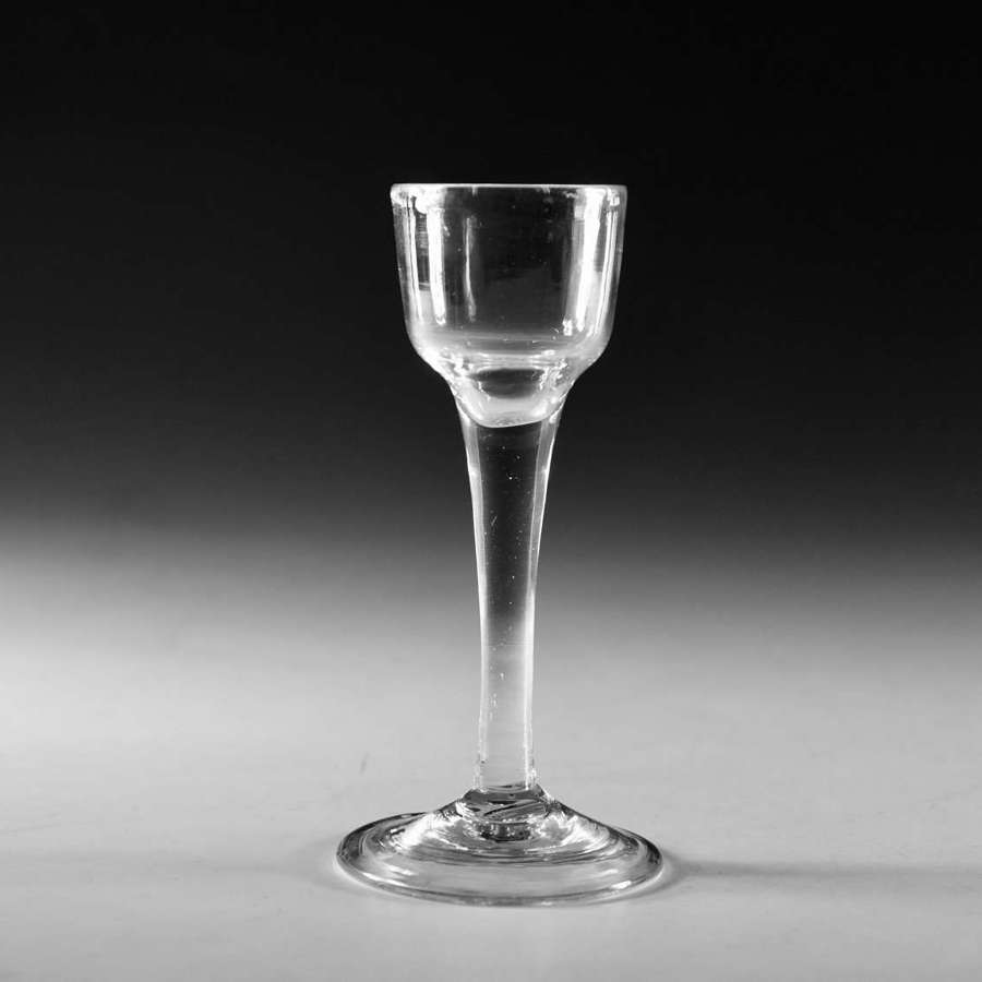 Antique glass - plain stem wine glass English c1760