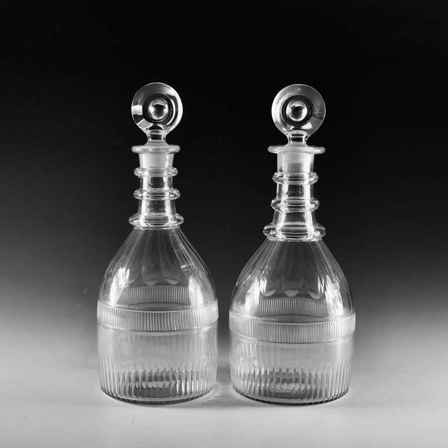 Antique glass - pair of decanters English c1830