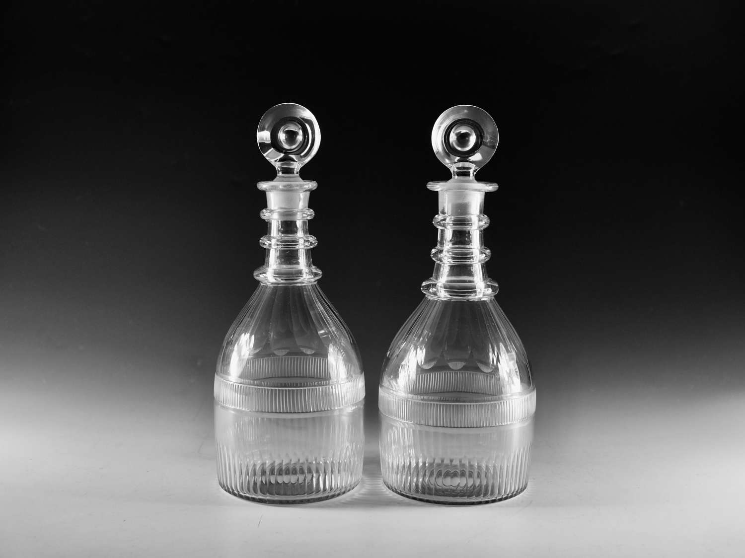 Antique glass - pair of decanters English c1830
