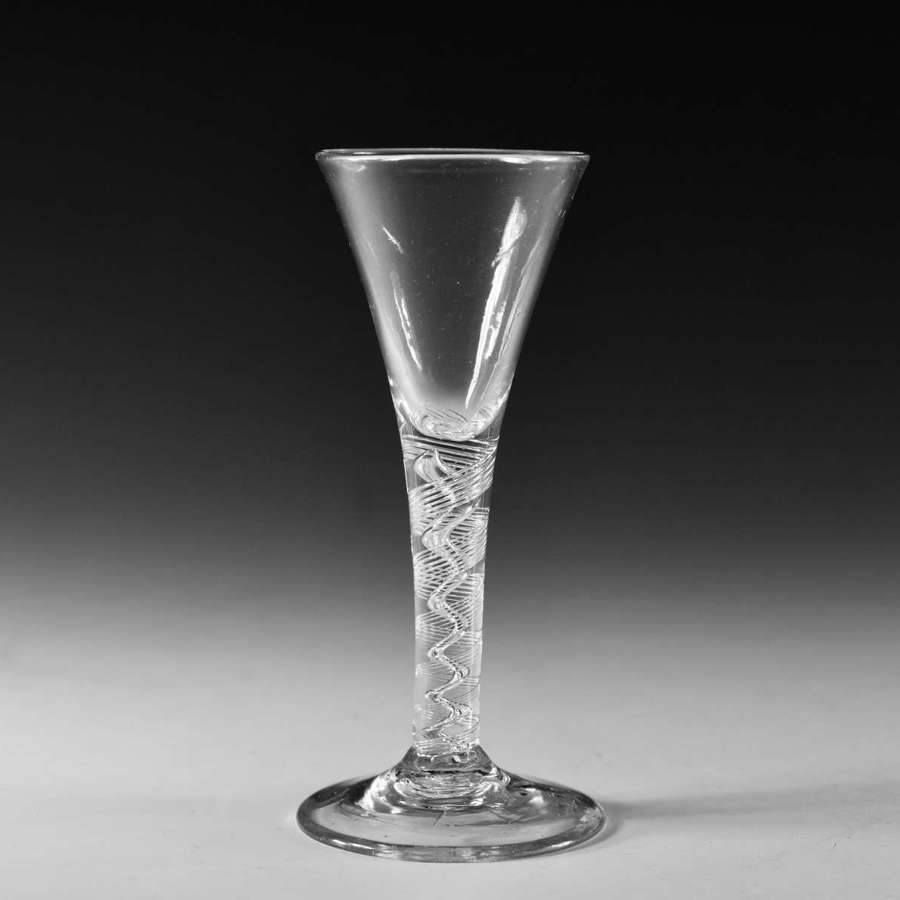 Antique glass - rare double series air twist wine glass c1750
