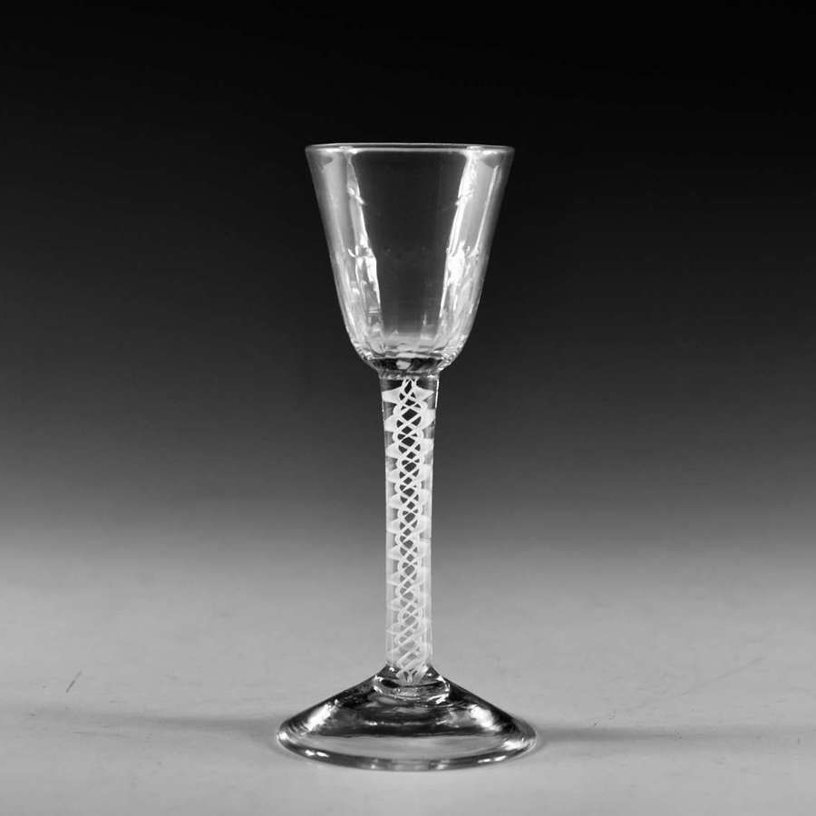 Antique glass - opaque twist wine glass Engish c1765