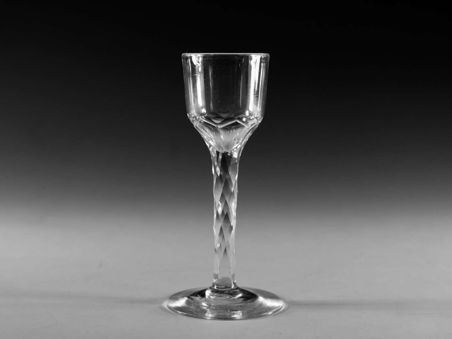 Antique glass = facet stem wine glass English c1780