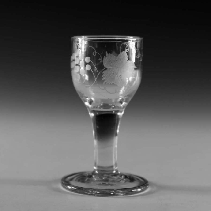Antique glass - plain stem dram glass English c1770