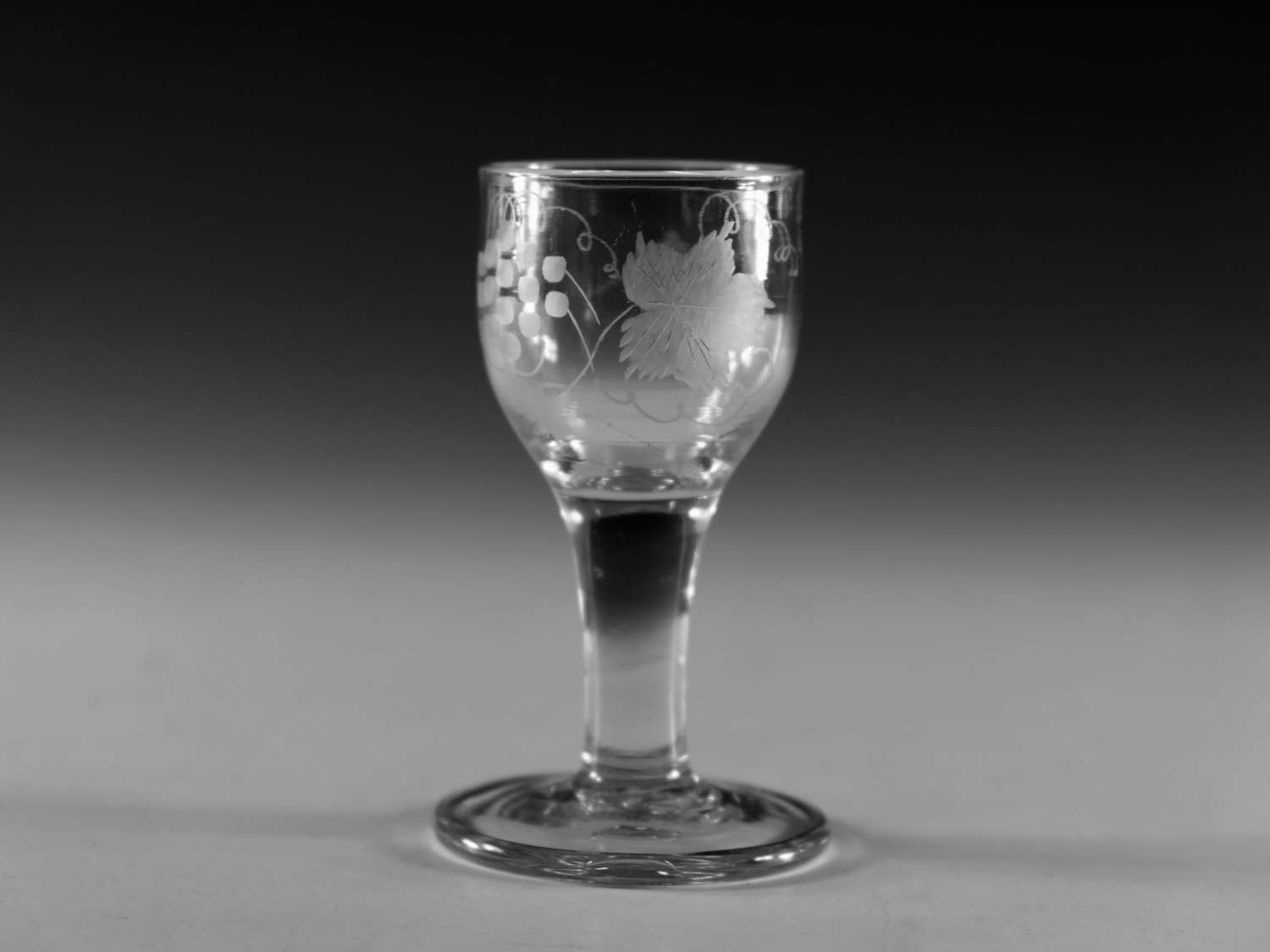 Antique glass - plain stem dram glass English c1770