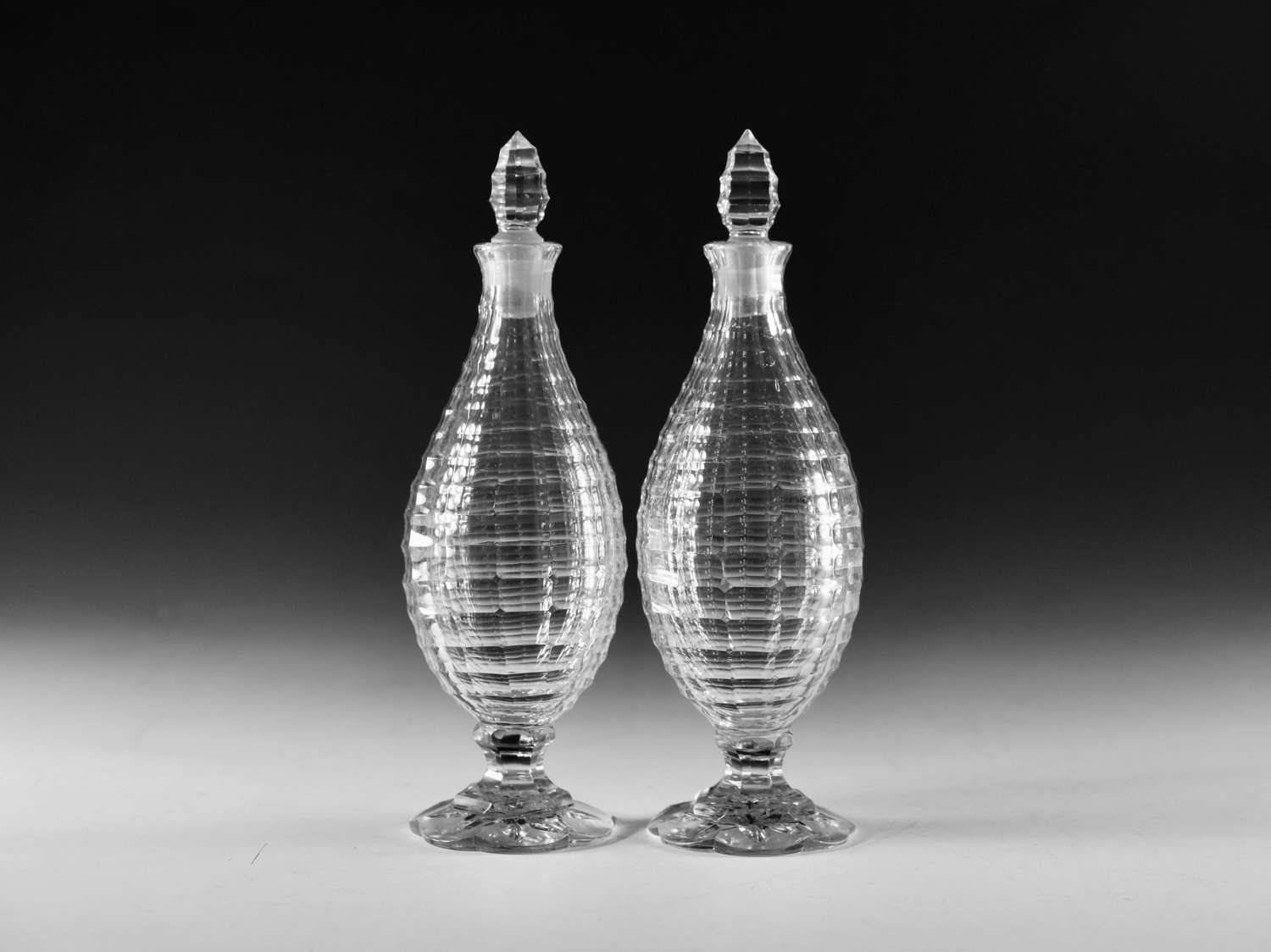 Antique glass - fine pair of cruet bottles English c1780