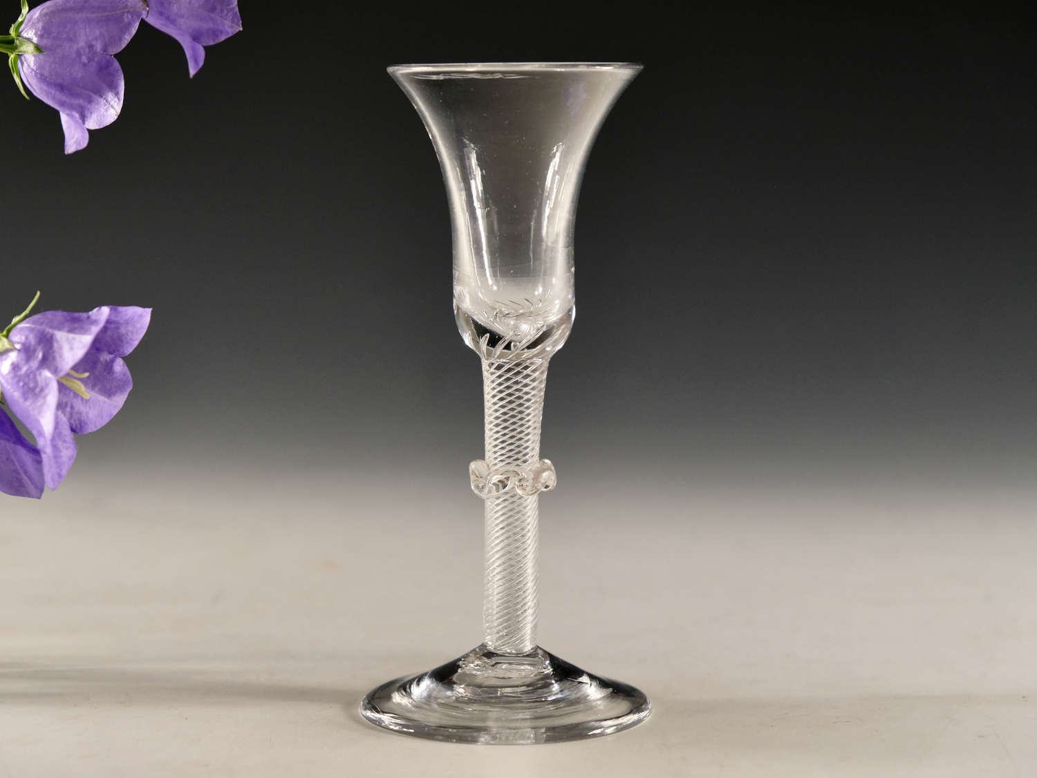 Antique glass - Multi spiral air twist wine glass English c1755