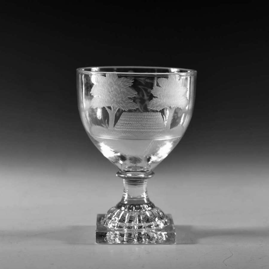 Antique glasss engraved rummer English 1824