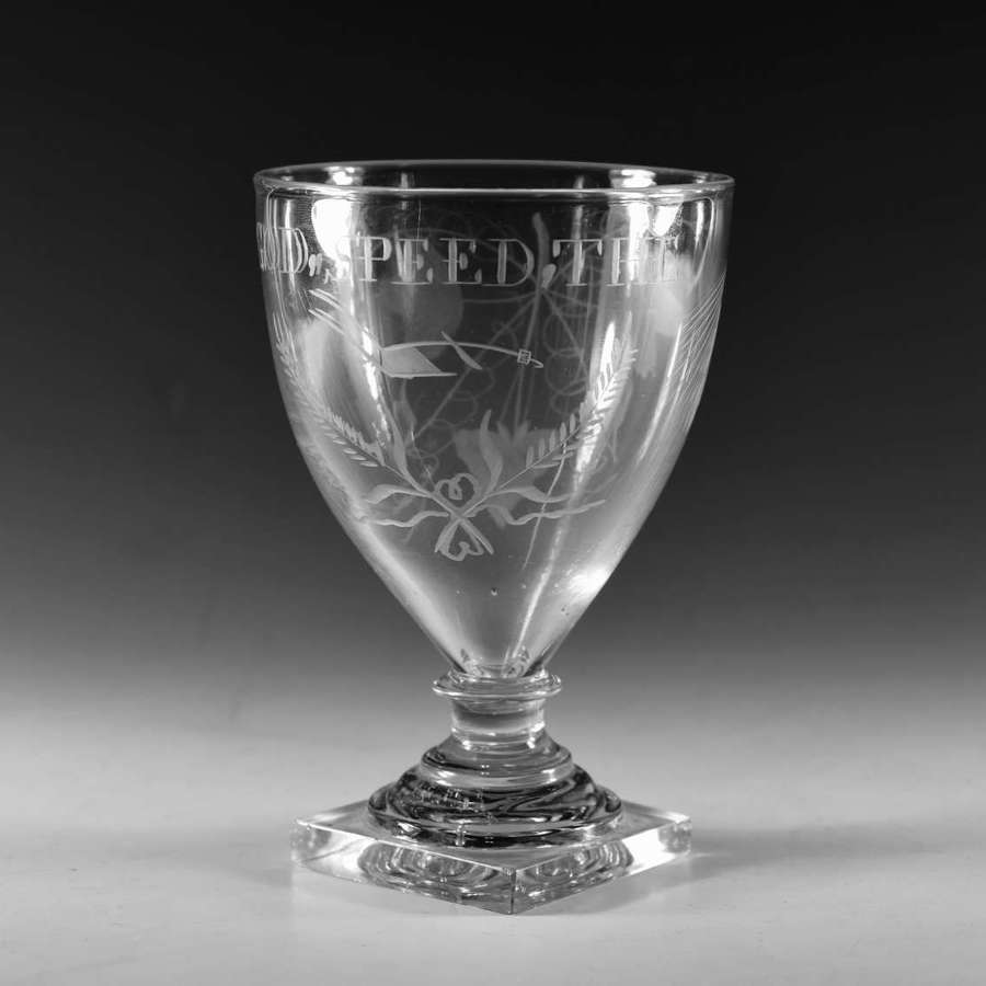 Antique glass -engraved rummer English c1790