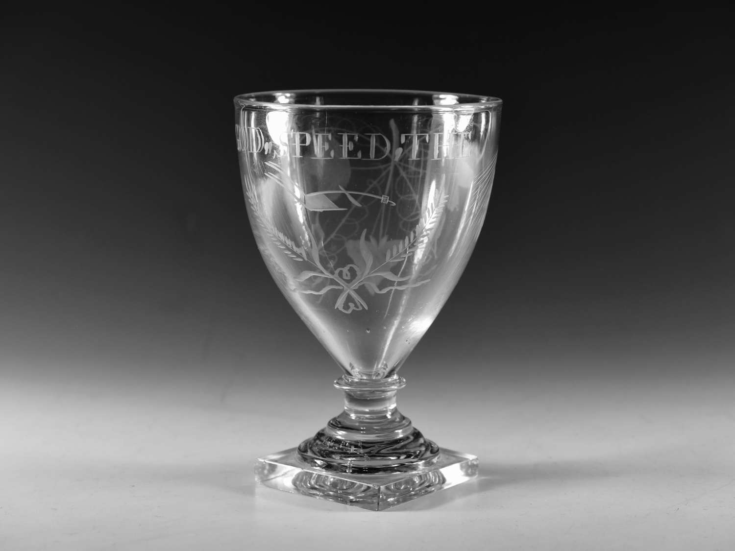 Antique glass -engraved rummer English c1790
