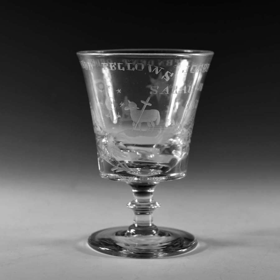 Antique glass - Odd Fellows rummer English 1837