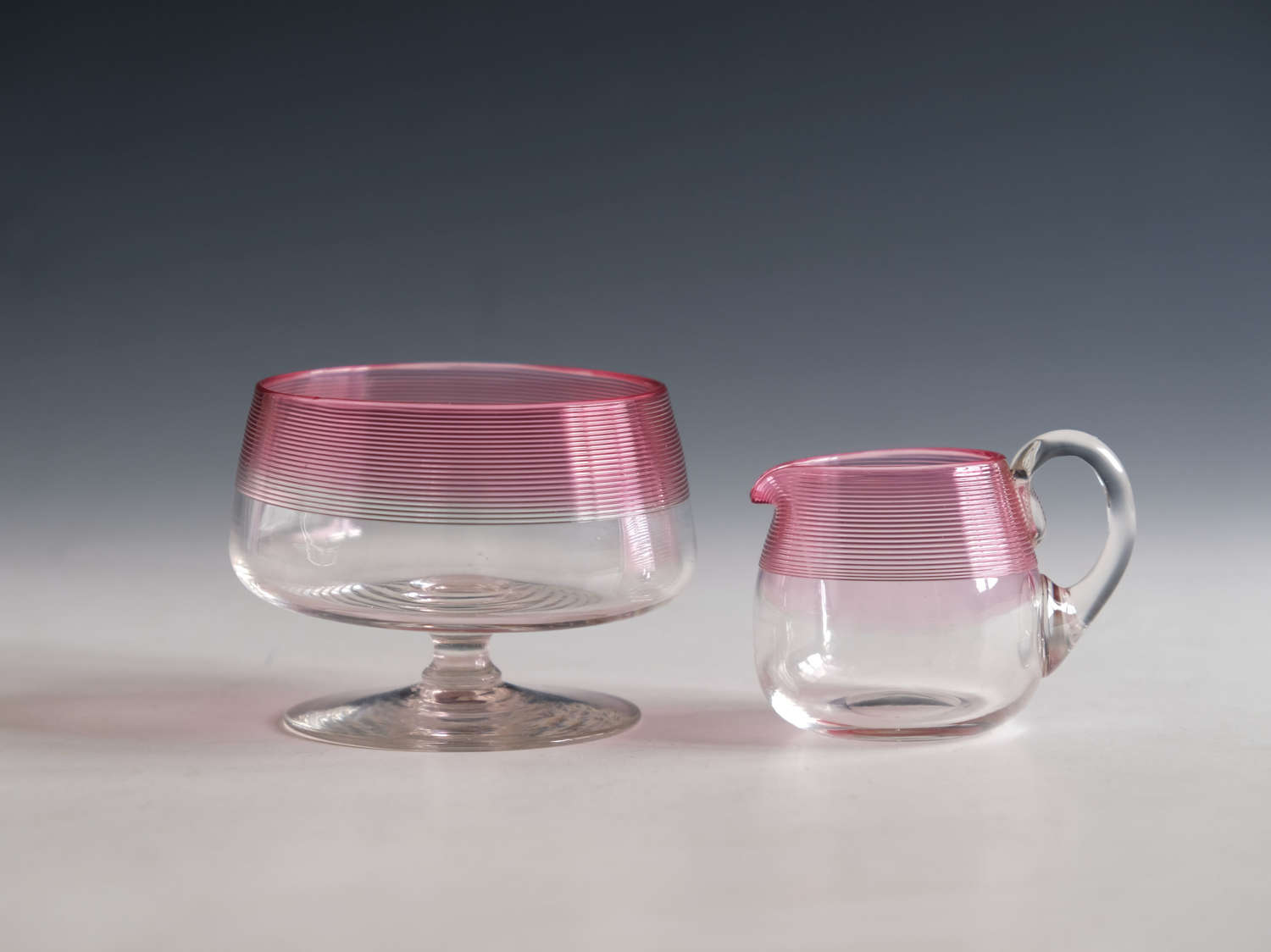 Antique glass - cream jug and sugar basin English c1900