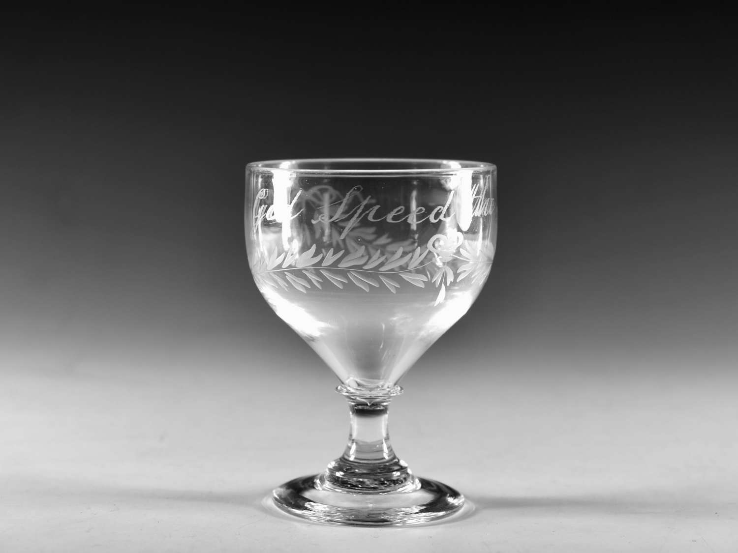 Antique glass - engraved rummer English c1820