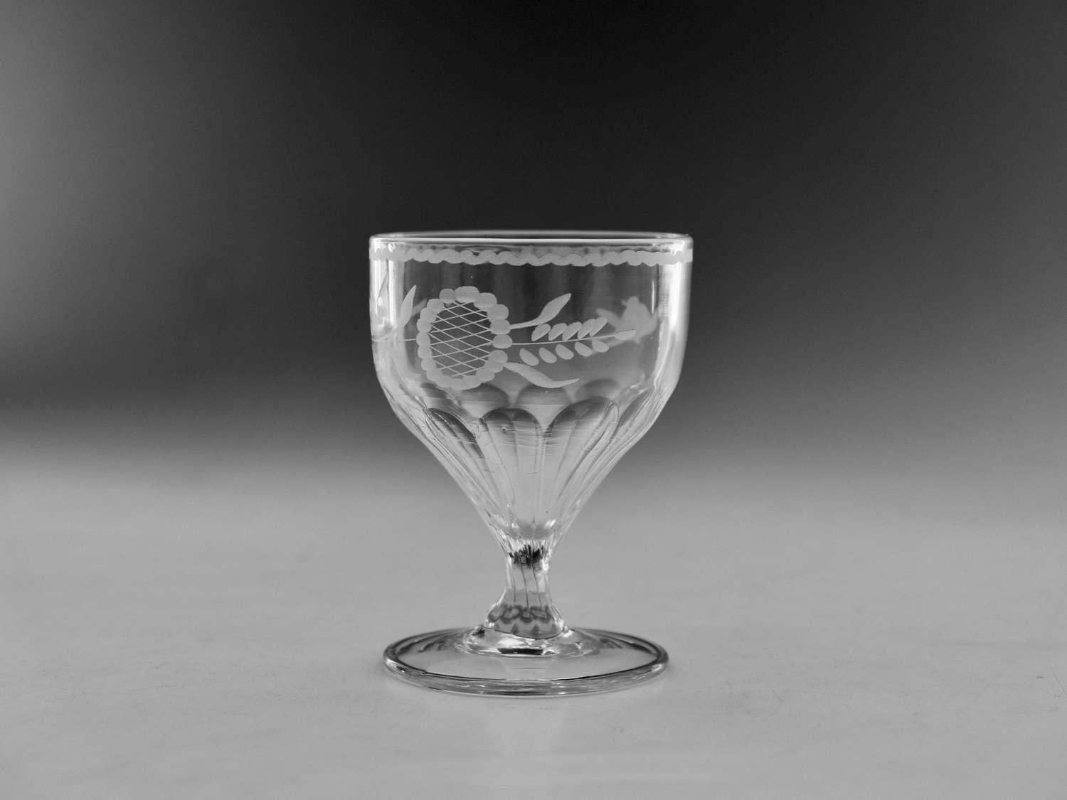 Antique glass - engraved rummer English c1800