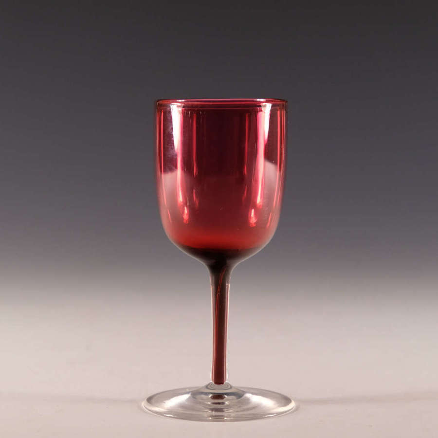 Antique glass - ruby wine glass English c1870