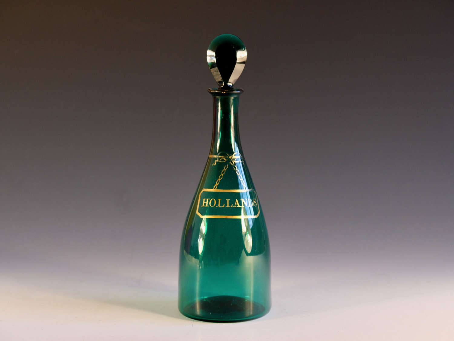 Antique glass - green Hollands decanter English c1790