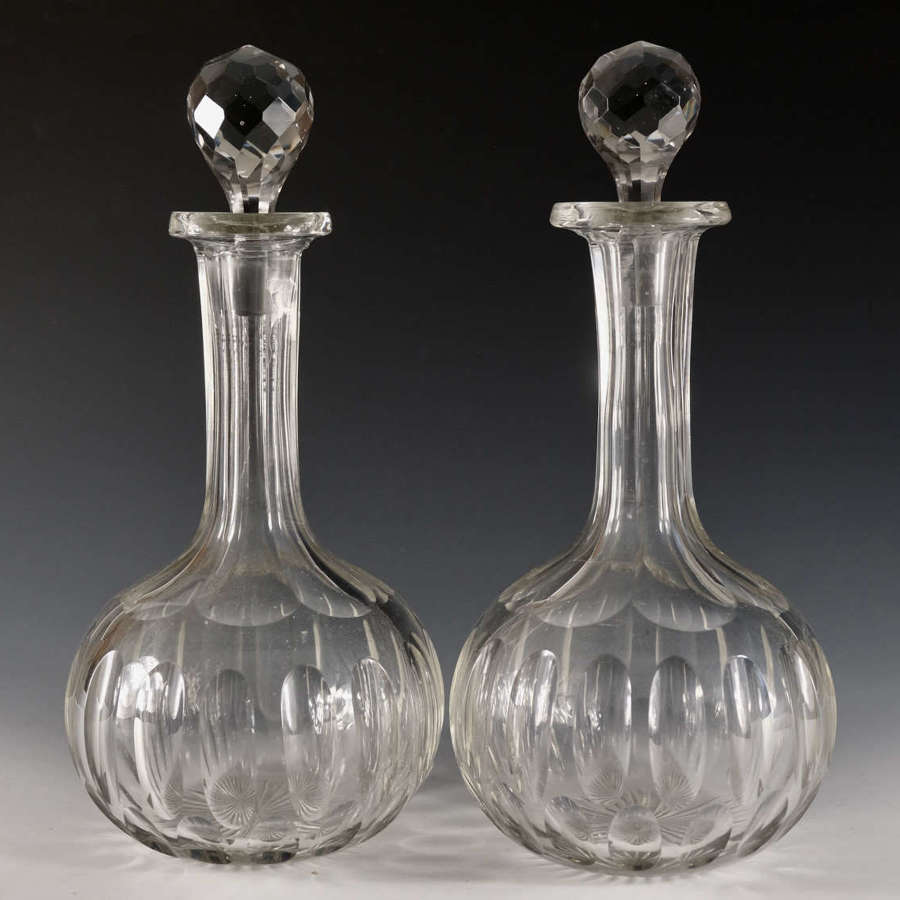 Antique glass - pair of magnum decanters English c1880