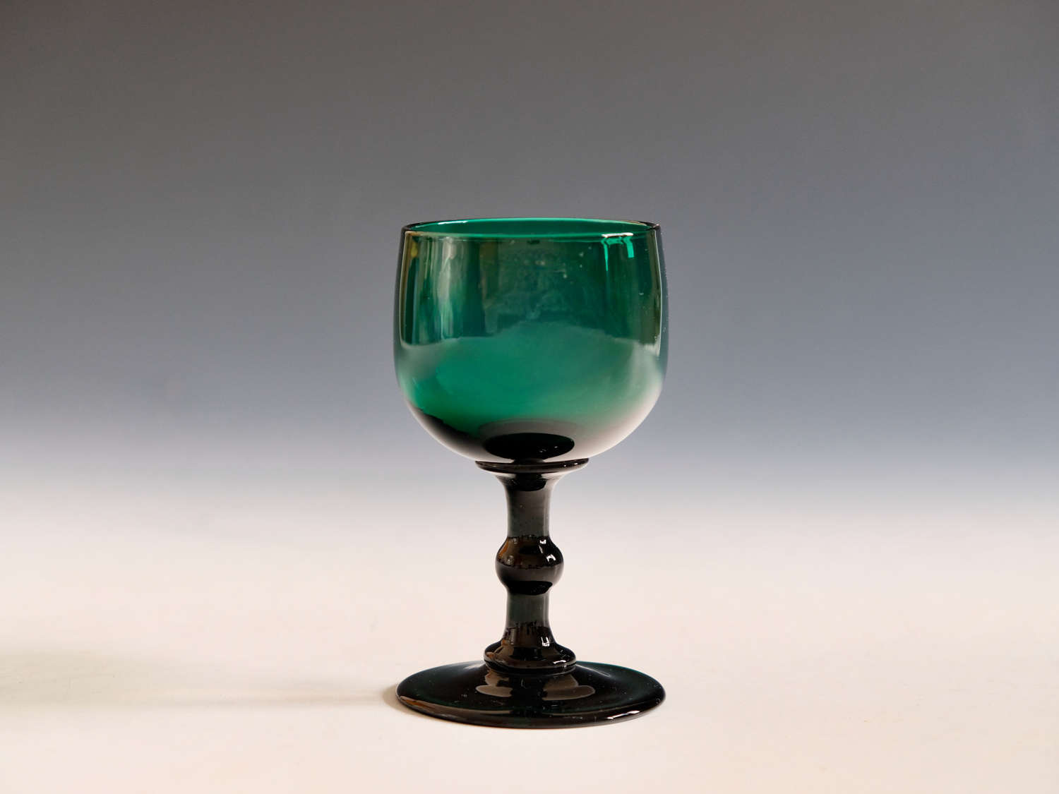Antique glass - green wine glass English c1820