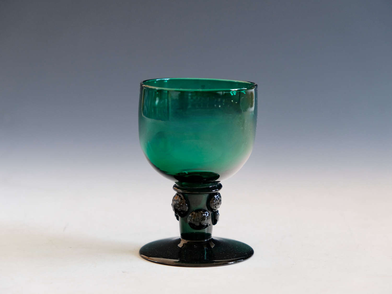Antique glass green wine glass English c1830