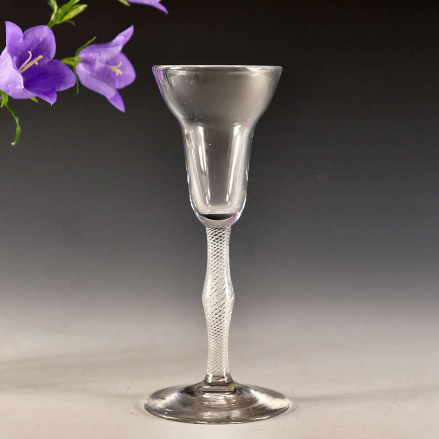 Antique glass - multi spiral air twist wine glass English c1755