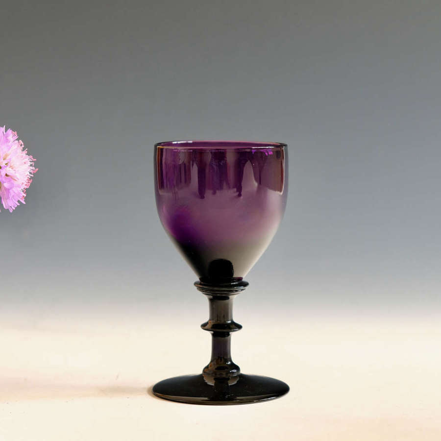 Antique glass - amethyst wine glass English c1840