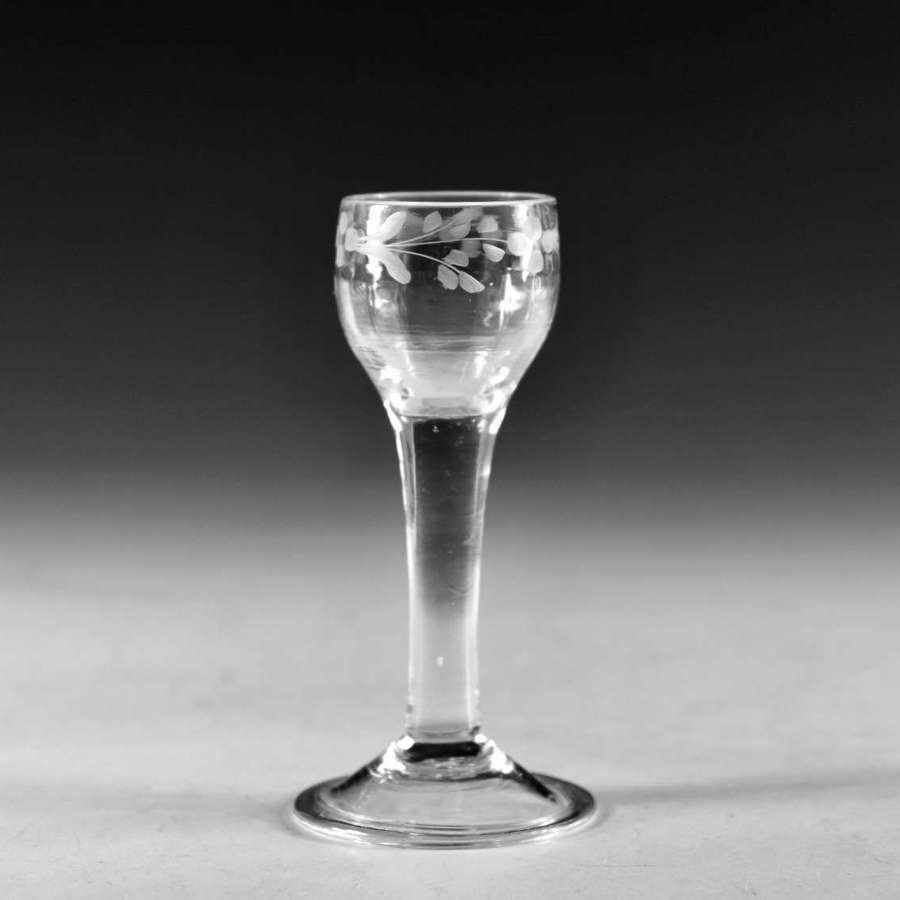 Antique glass - plain stem wine glass English c1770