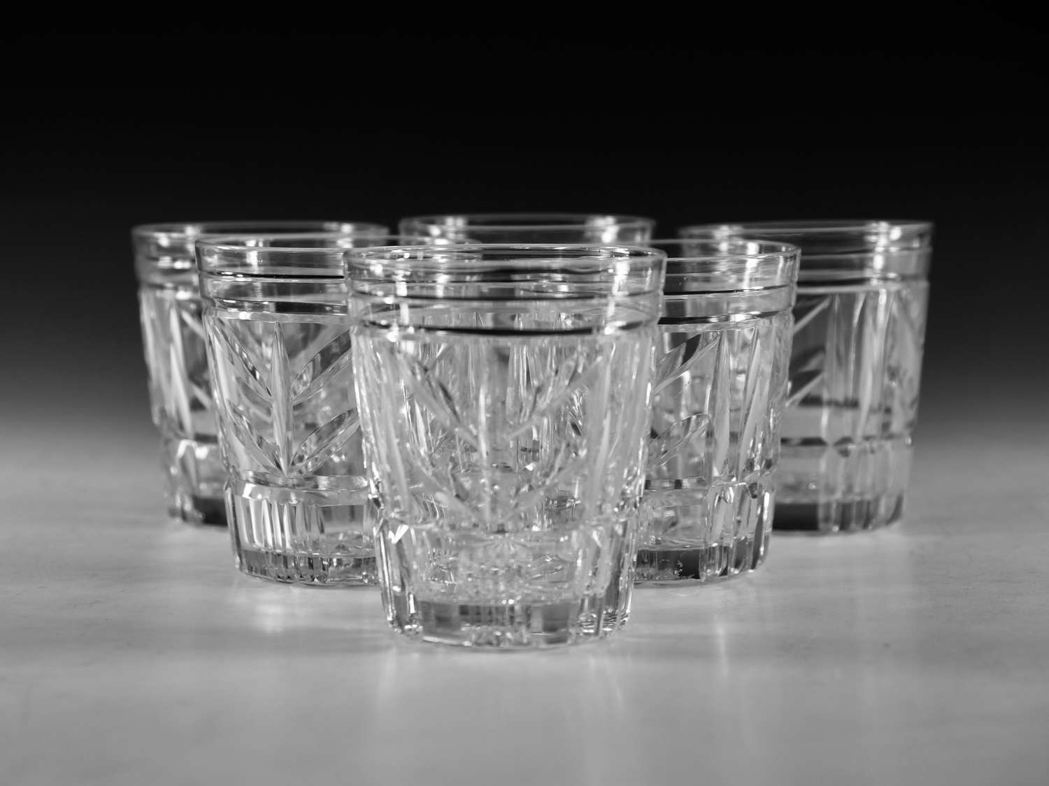 Antique glass - set of 6 tumblers English c1930's - 40's