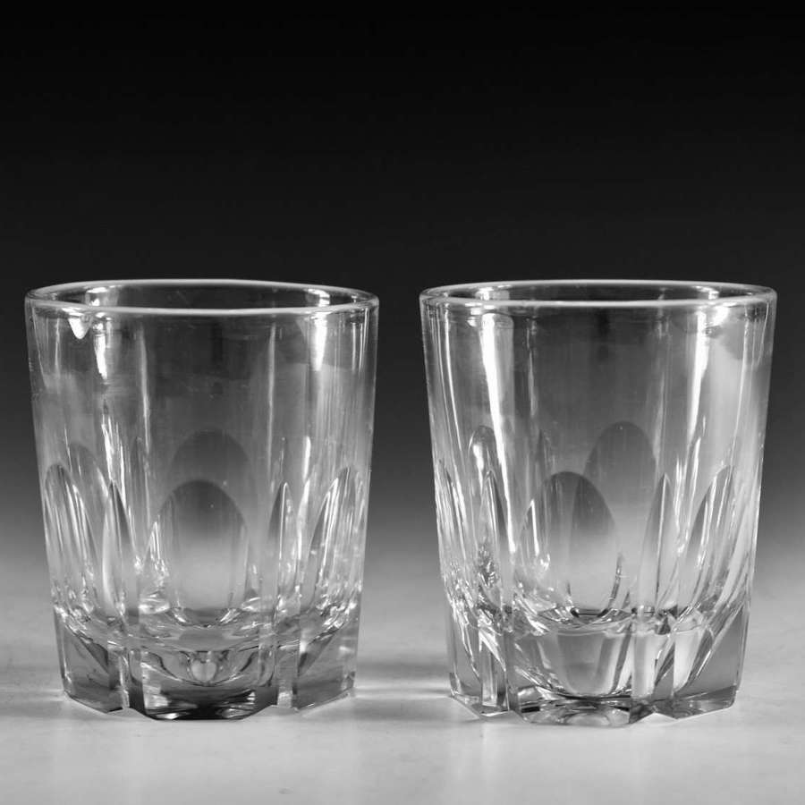 Antique glass - pair of cut glass tumblers English c1900