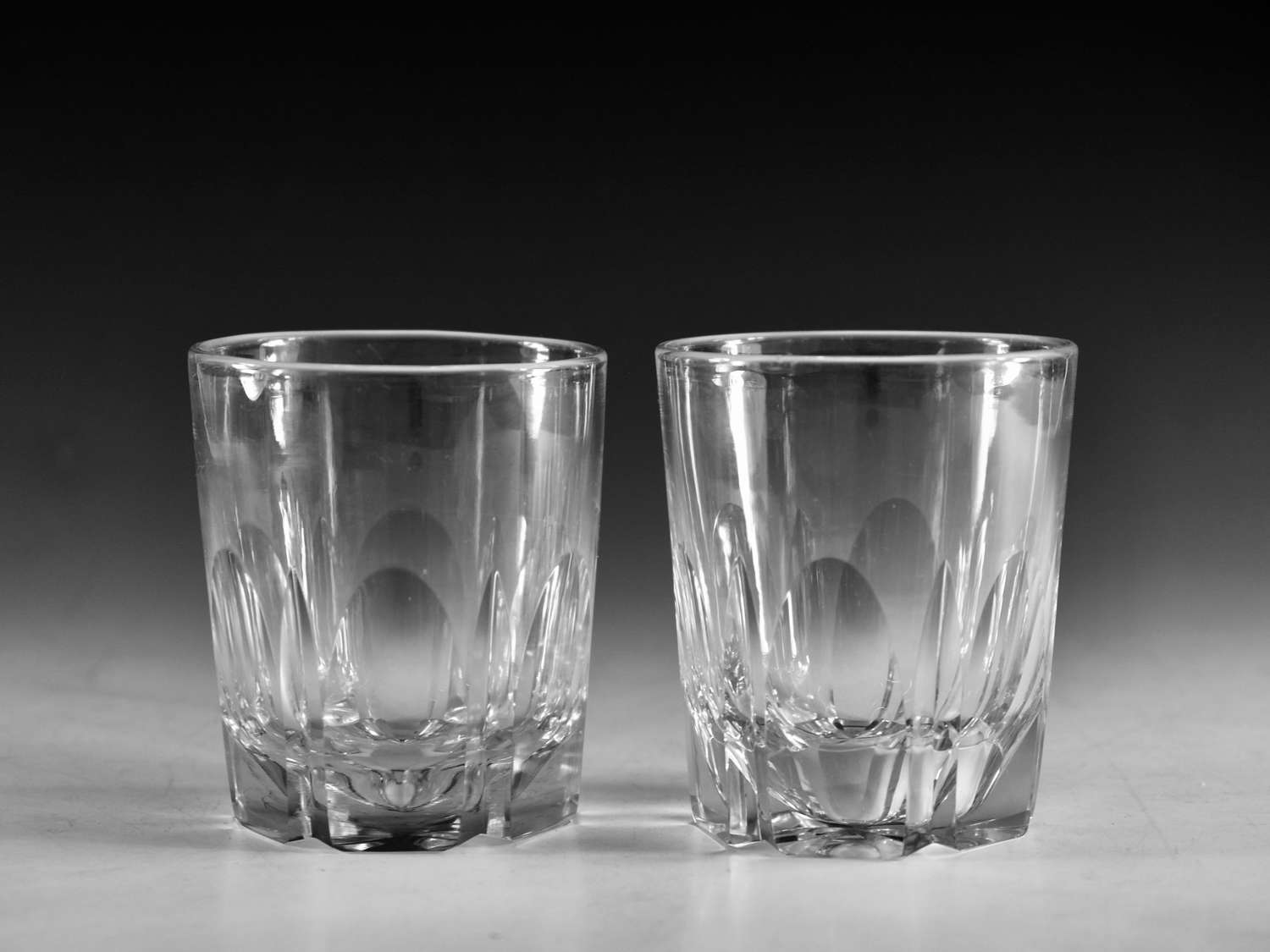 Antique glass - pair of cut glass tumblers English c1900