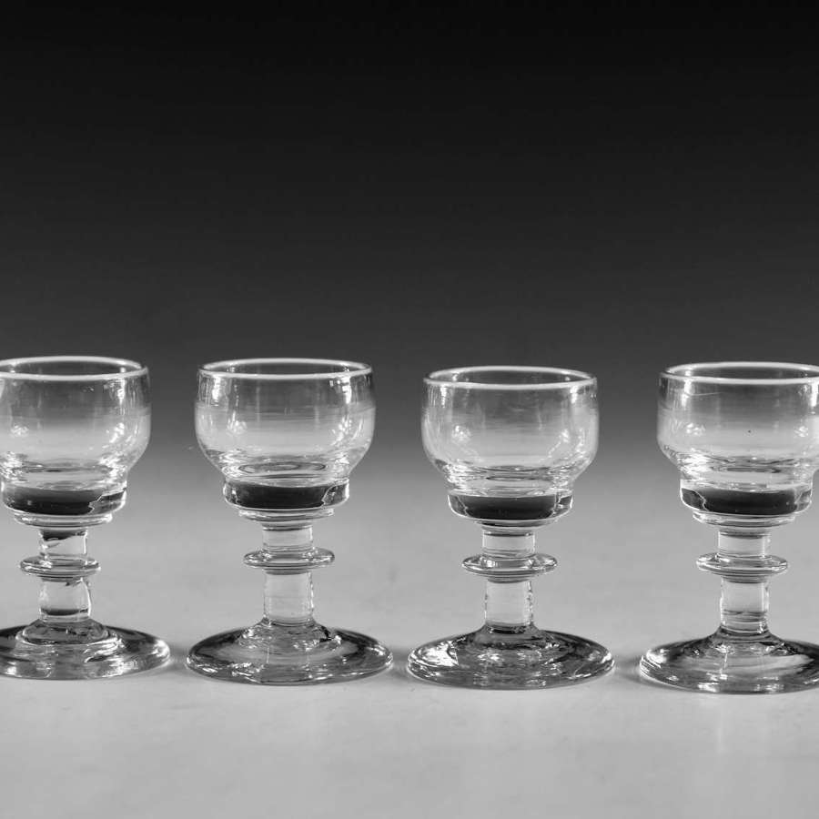 Antique glass four liqueur glasses Irish c1820